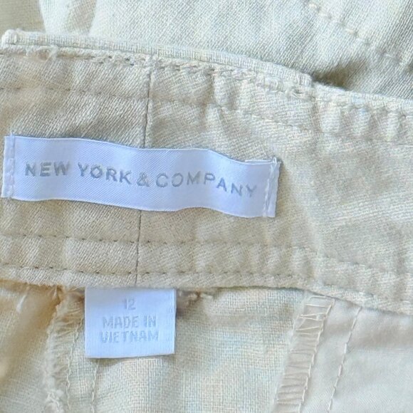 New York & Company Womens Linen-Blend Drawstring Shorts Size 12 Beige - Picture 3 of 3